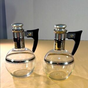 Two mid-century modern inland glass individual coffee carafes